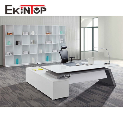 Scrittorio di scrittura esecutivo bianco curvo, ODM dell'OEM della Tabella esecutiva delle forniture di ufficio