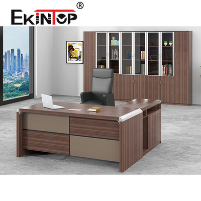 Tavolo da ufficio in legno a forma di L con bordi in PVC da 3 mm per Boss CEO Manager Executive