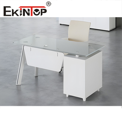 Scrittorio di vetro esecutivo moderno di ufficio di Ekintop dello scrittorio a forma di L del computer