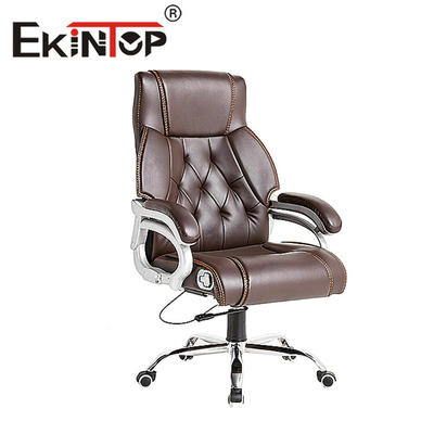 Sedia da ufficio per massaggi in pelle resistente Sedia esecutiva girevole in pelle marrone