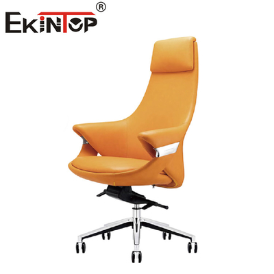 Poltrona ergonomica direzionale in pelle gialla per interni