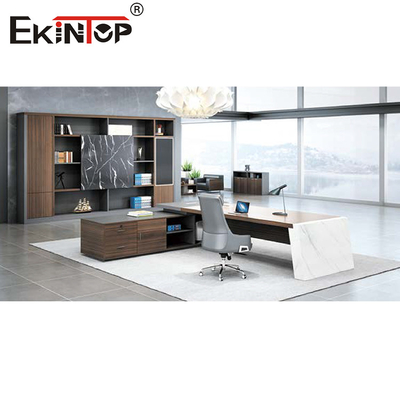 Forniture di ufficio esecutive moderne a forma di L allungabili dello scrittorio Gray Brown
