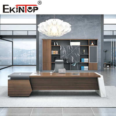 Forniture di ufficio esecutive moderne a forma di L allungabili dello scrittorio Gray Brown