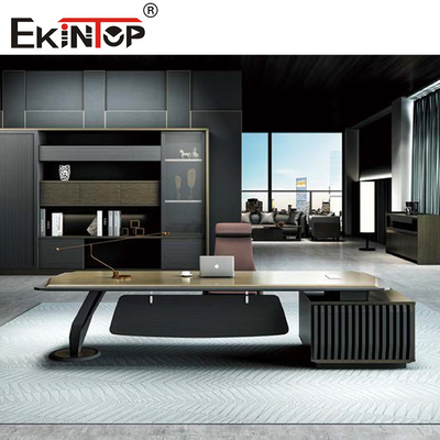 Forniture di ufficio esecutive moderne a forma di L allungabili dello scrittorio Gray Brown