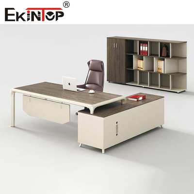 Forniture di ufficio esecutive moderne a forma di L allungabili dello scrittorio Gray Brown