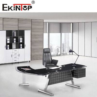 CEO moderno Executive Office Furniture dello scrittorio di vetro nero bianco lucido
