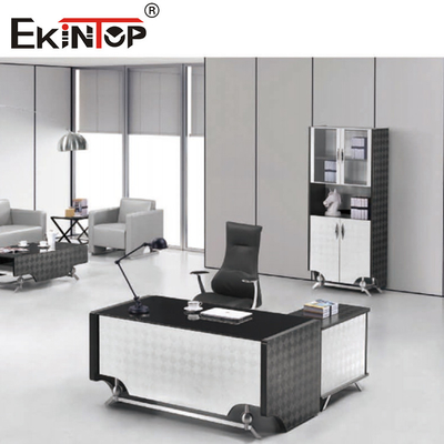 CEO moderno Executive Office Furniture dello scrittorio di vetro nero bianco lucido