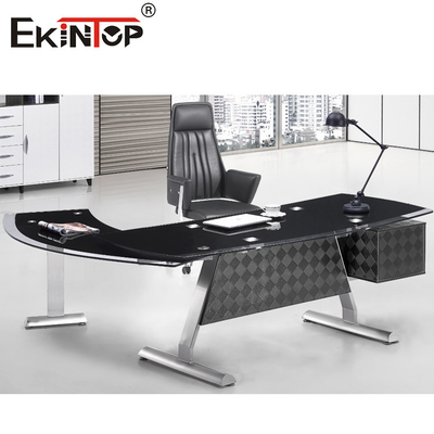 CEO moderno Executive Office Furniture dello scrittorio di vetro nero bianco lucido
