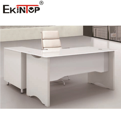 Vetro temperato a forma di L bianco Computer Desk Office Furniture Tavolo da lavoro