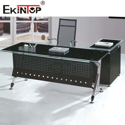 Commerciale L-shaped Glass Office Desk Scatola personalizzata