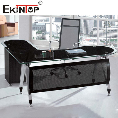 Commerciale L-shaped Glass Office Desk Scatola personalizzata