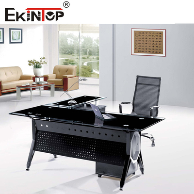 Commerciale L-shaped Glass Office Desk Scatola personalizzata