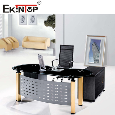 Commerciale L-shaped Glass Office Desk Scatola personalizzata