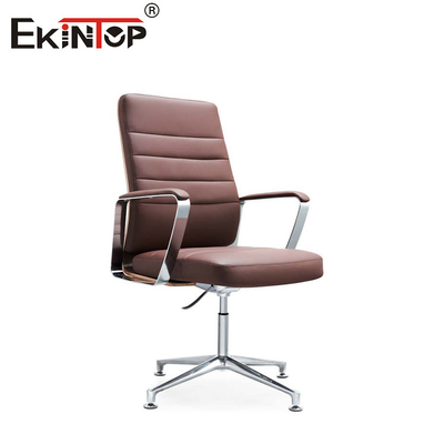 Sedie per braccio in pelle moderne con base in cromo metallico