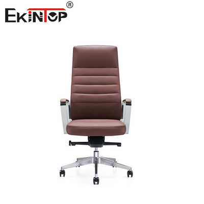 Sedie per braccio in pelle moderne con base in cromo metallico