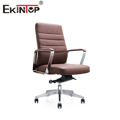 Sedie per braccio in pelle moderne con base in cromo metallico