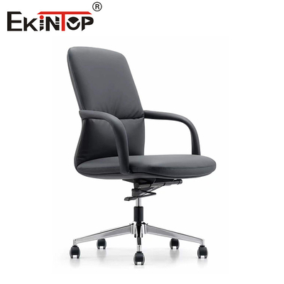 Sedile da ufficio in cuoio in PU nero con ruote