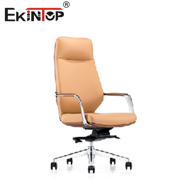 Sedia da ufficio in pelle regolabile in altezza con braccioli 320 mm base cromata