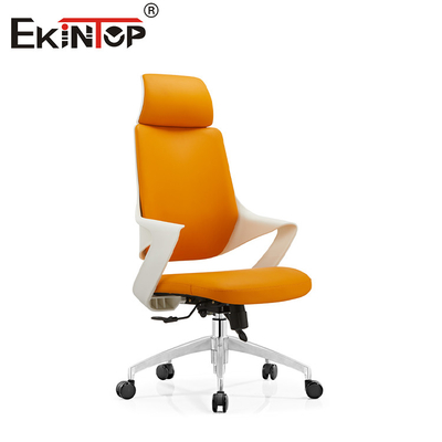OEM Sedia da ufficio in pelle arancione con gambe metalliche Ruote silenziose