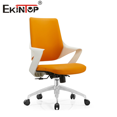 OEM Sedia da ufficio in pelle arancione con gambe metalliche Ruote silenziose