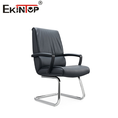 Poltrone in pelle nero in stile business con braccioli in PU e gambe in metallo