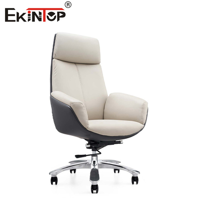 Sedia da ufficio in pelle moderna con gambe in metallo ruote regolabile in altezza
