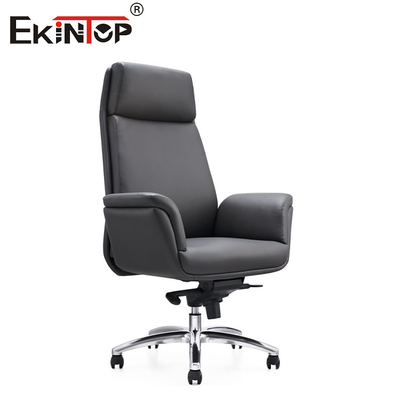 Sedia da ufficio in pelle moderna con gambe in metallo ruote regolabile in altezza