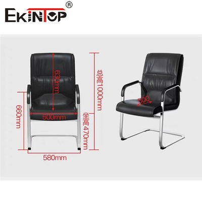 OEM Sedia da ufficio in pelle nera con braccioli e telaio in metallo stile business