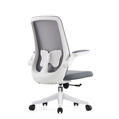 Sedia da ufficio in tessuto grigio a maglia con sostegno posteriore per ufficio