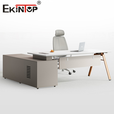 L-shaped Computer Desk Manager Office Desk Stile moderno Scatola in legno di acacia