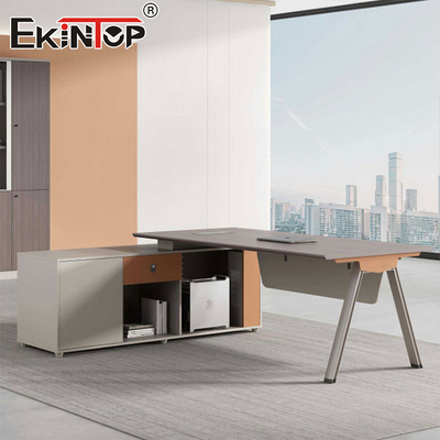 Scrivania Executive in stile moderno a forma di L da Fabbrica di Arredamento Scrivania in legno di acacia