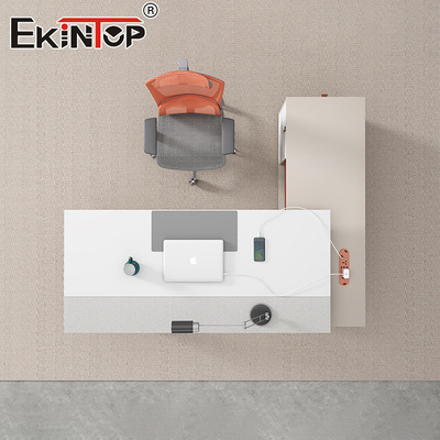 Moderno stile MDF Materiale L Forma Acacia Legno Scrivania Ufficio Executive