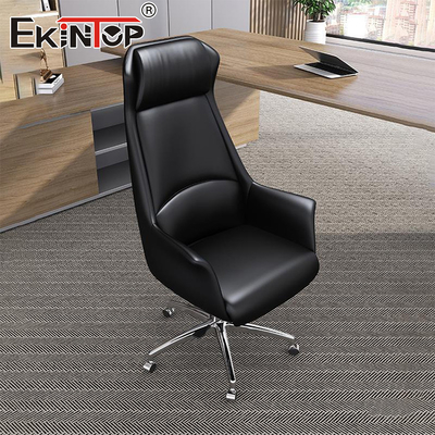 Sedia da ufficio in cuoio nero personalizzata con sedia di disegno ergonomica girevole