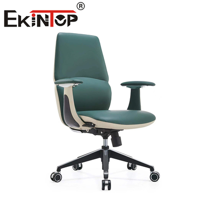 Sedile da ufficio ergonomico regolabile in cuoio verde