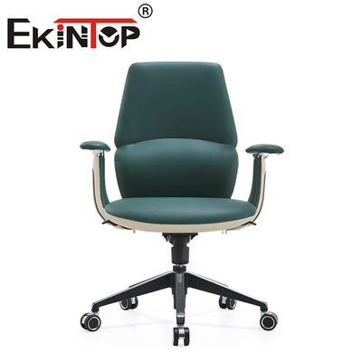 Sedile da ufficio ergonomico regolabile in cuoio verde