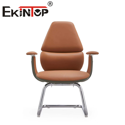 Moderna Executive Arm Ergonomic Brown PU Leather Office Chair Sedie da ufficio in cuoio