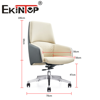 White Leather Manager Girante Ergonomica Executive Cowhide Chair