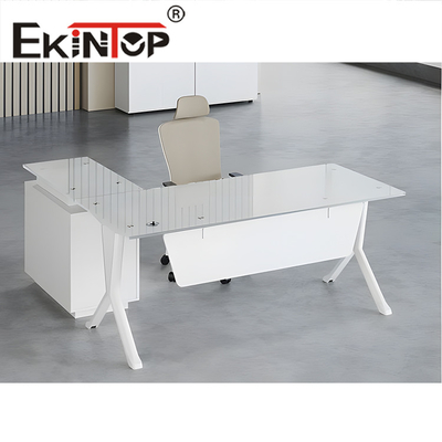 Scrittorio di vetro esecutivo moderno di ufficio di Ekintop dello scrittorio a forma di L del computer