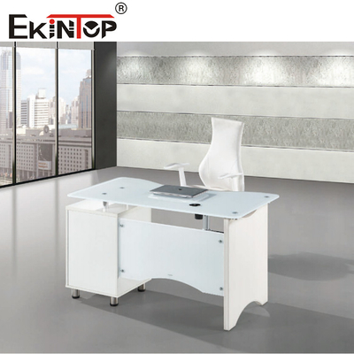 Piedi in metallo vetro Computer Desk Executive Glass Tavolo Standard Personalizzato