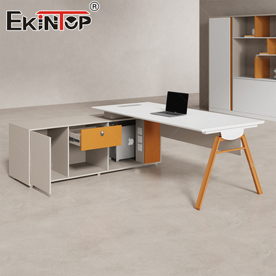 Mobili da ufficio semplici e moderni Scrivania in legno Acacia Scrivania bianca Scrivania dirigente Scrivania