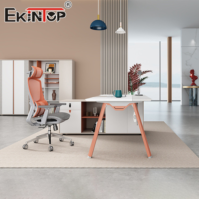 Moderno stile MDF Materiale L Forma Acacia Legno Scrivania Ufficio Executive